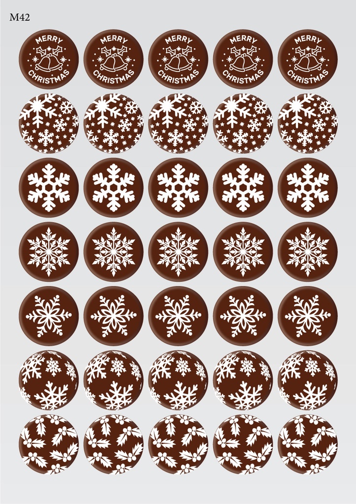 [Pack of Transfer Sheets] Round Christmas Decorations (7 designs) - Model 2 - Available in Gold, White, Black & Red