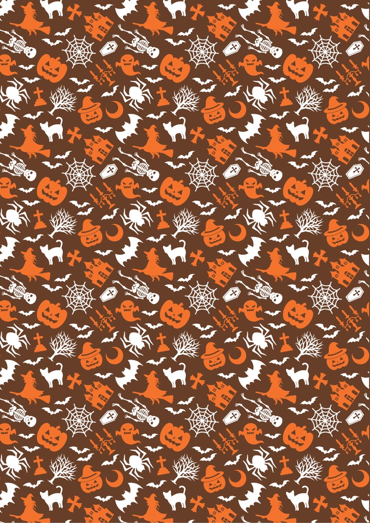 [Pack of Transfer Sheets] Halloween Pumpkin and Castle - 2 colors - for dark chocolate