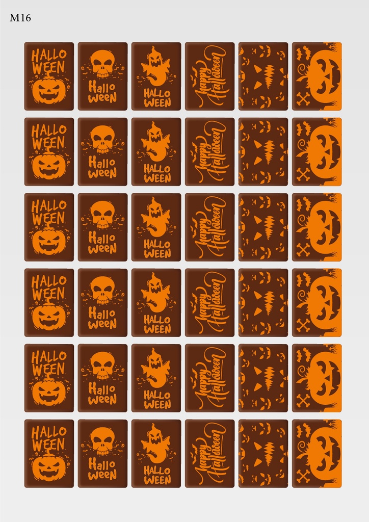 [Pack of Transfer Sheets] Rectangle Halloween Decorations (6 designs) - Model 1 - Available in Orange, White & Black