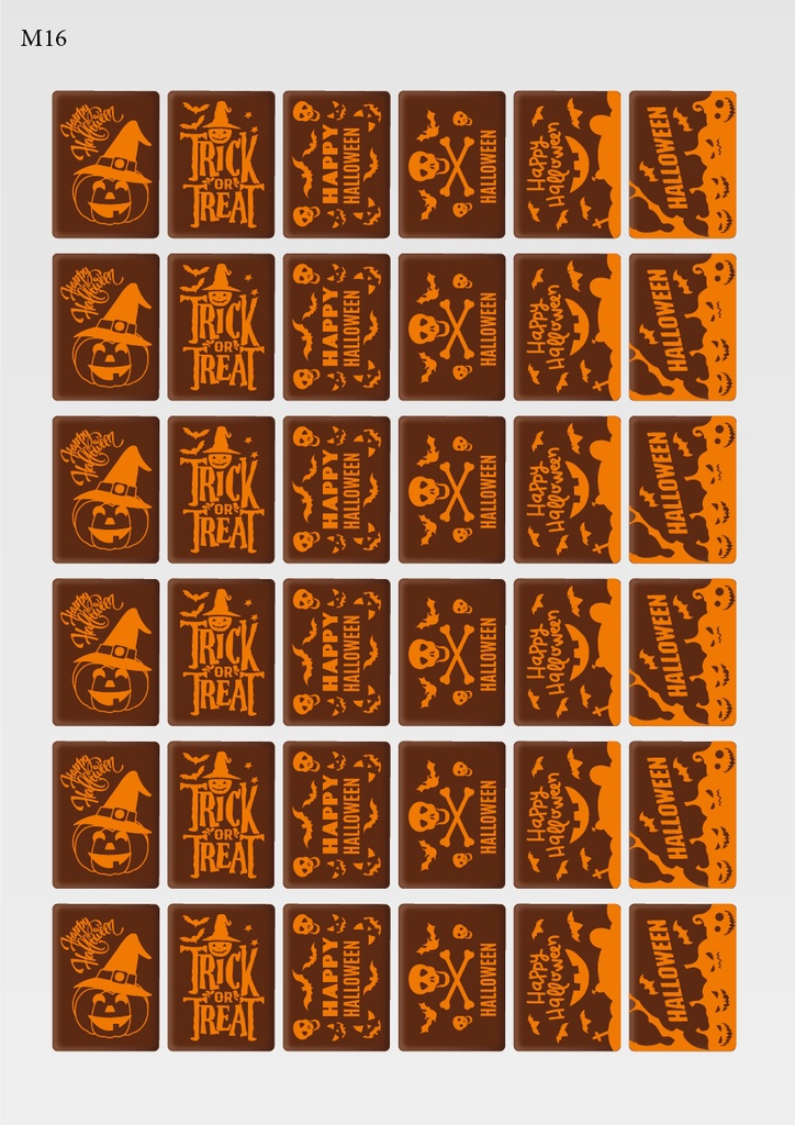[Pack de feuilles de transfert] Décorations d'Halloween rectangulaires (6 motifs) - Modèle 2 - Disponible en orange, blanc et noir