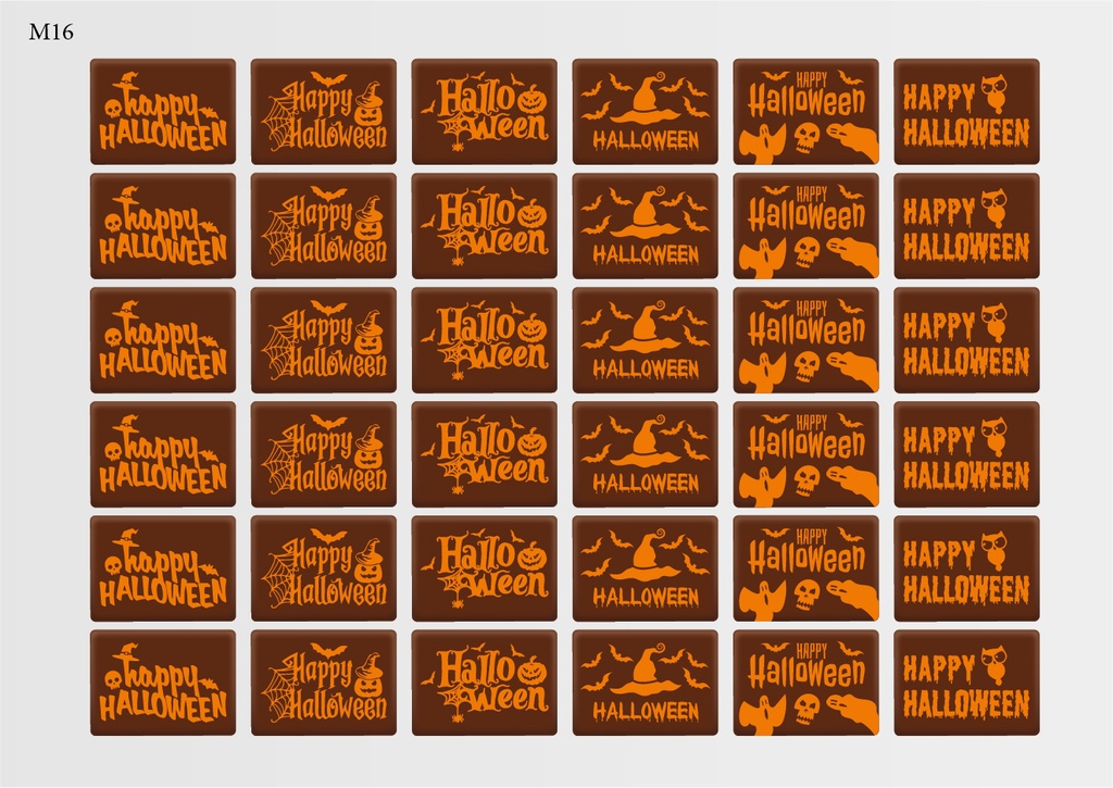 [Pack de feuilles de transfert] Décorations d'Halloween rectangulaires (6 motifs) - Modèle 3 - Disponible en orange, blanc et noir