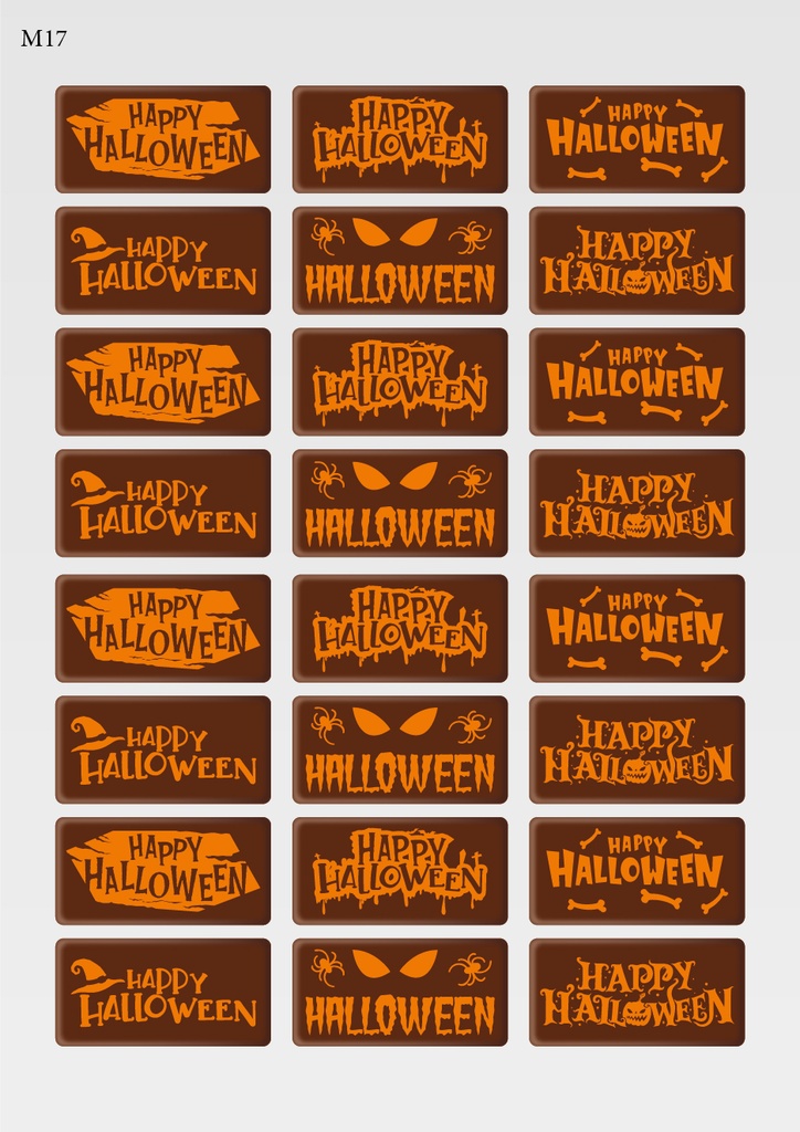 [Pack de feuilles de transfert] Décorations d'Halloween rectangulaires (6 motifs) - Modèle 4 - Disponible en orange, blanc et noir