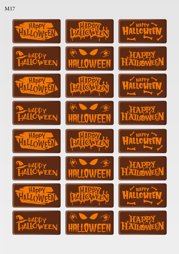 [Pack of Transfer Sheets] Rectangle Halloween Decorations (6 designs) - Model 4 - Available in Orange, White & Black