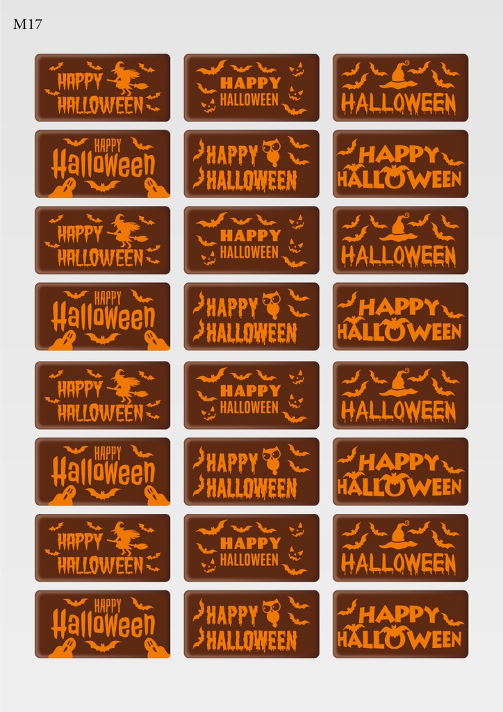[Pack de feuilles de transfert] Décorations d'Halloween rectangulaires (6 motifs) - Modèle 5 - Disponible en orange, blanc et noir