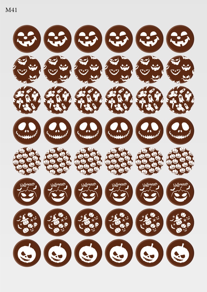 [Pack of Transfer Sheets] Round Halloween Decorations (8 designs) - Model 2 - Available in Orange, White & Black