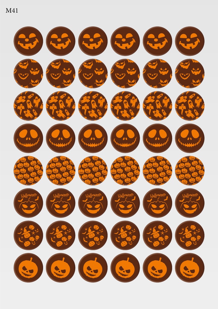 [Pack of Transfer Sheets] Round Halloween Decorations (8 designs) - Model 1 - Available in Orange, White & Black