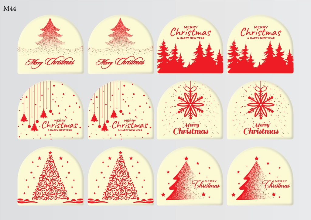[Pack de Feuilles de Transfert] Décorations de Noël BÛCHE DE NOËL (6 motifs) - Modèle 2 - Disponible en Or, Blanc, Noir et Rouge
