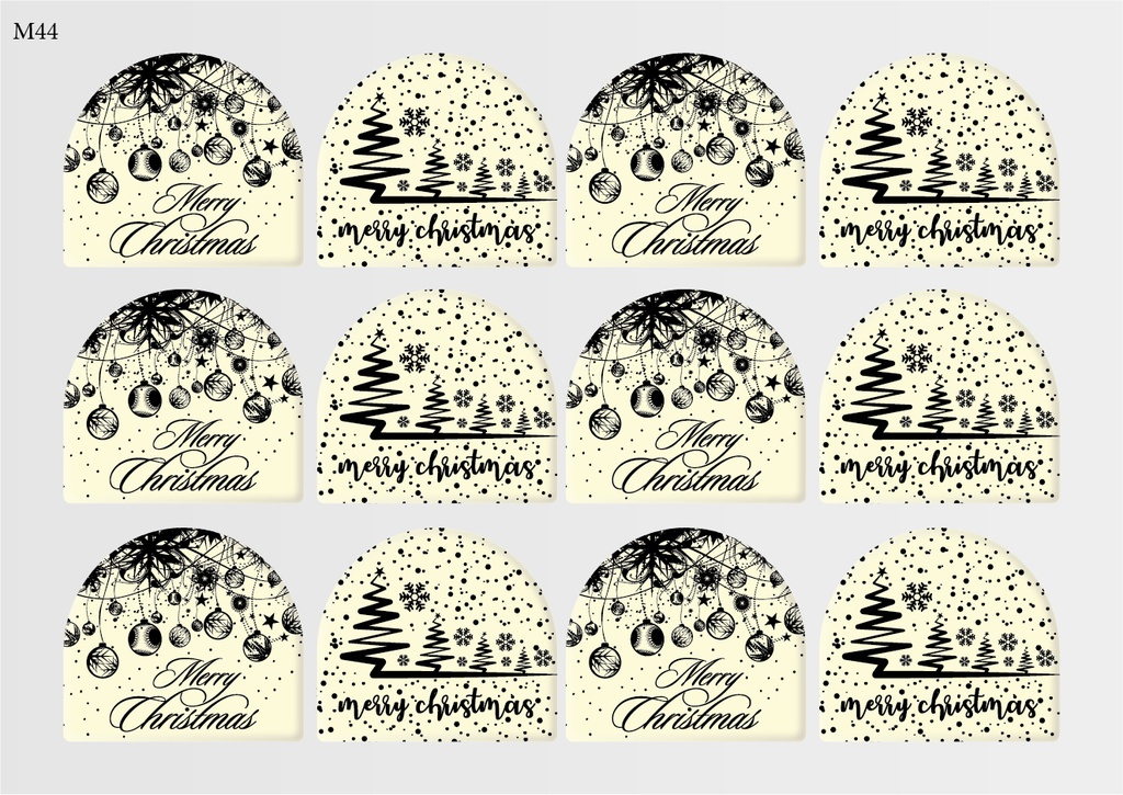 [Pack of Transfer Sheets] YULE LOG Christmas Decorations (6 designs) - Model 3 - Available in Gold, White, Black & Red