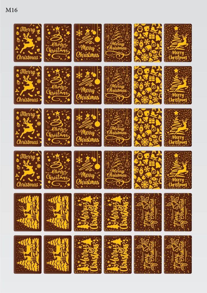[Pack de feuilles de transfert] Décorations de Noël rectangulaires (9 modèles) – Disponible en or, blanc, noir et rouge