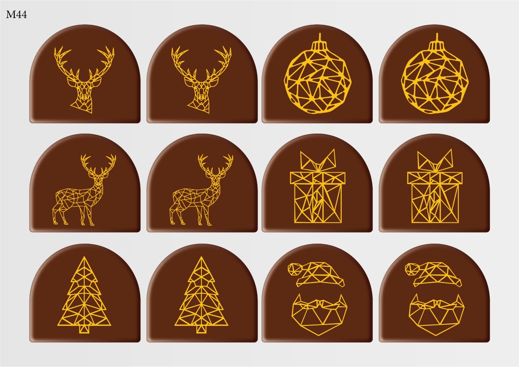[Pack de Feuilles de Transfert] Décorations de Noël BÛCHE DE NOËL (6 motifs) - Modèle 4 - Disponible en Or, Blanc, Noir et Rouge