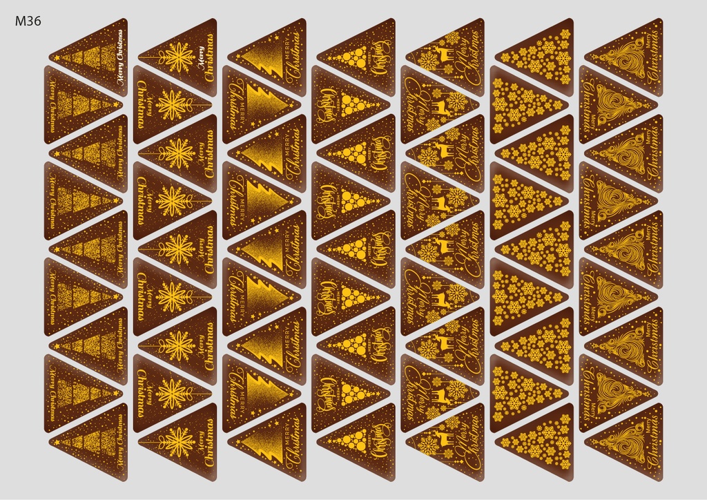 [Pack of Transfer Sheets] Triangle Christmas Decorations (7 designs) - Model 2 - Available in Gold, White, Black & Red