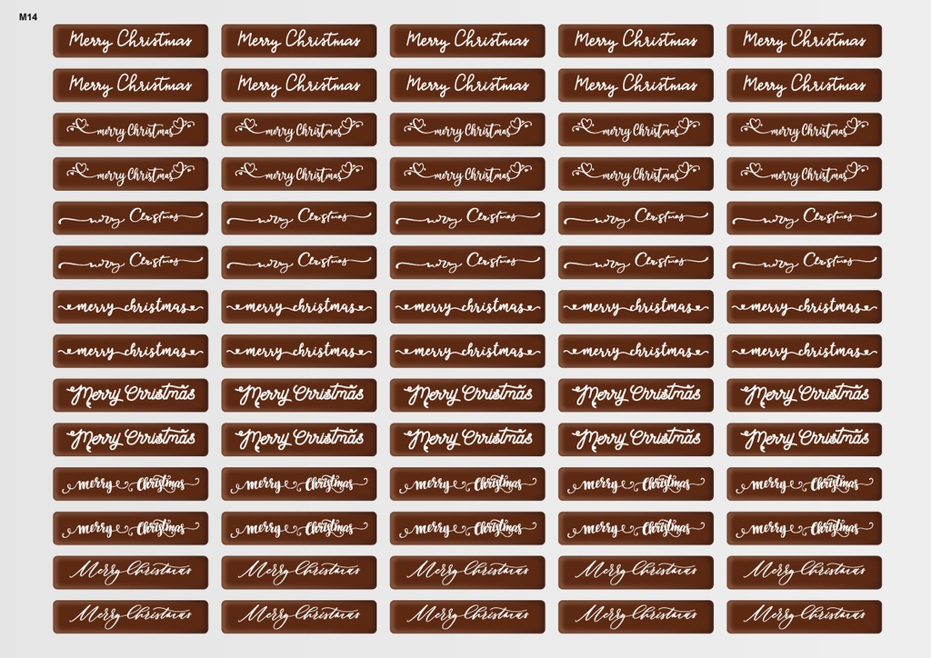[Pack of Transfer Sheets] Rectangle Christmas Decorations (7 designs) - Available in Gold, White, Black & Red - Model 4