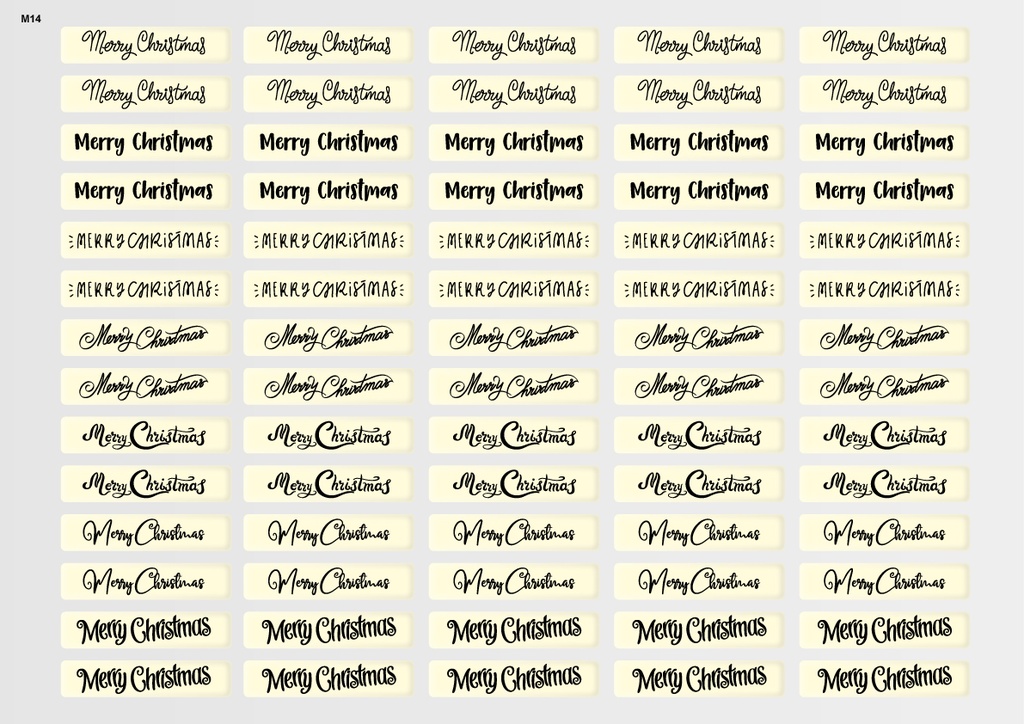 [Pack of Transfer Sheets] Rectangle Christmas Decorations (7 designs) - Available in Gold, White, Black & Red - Model 5