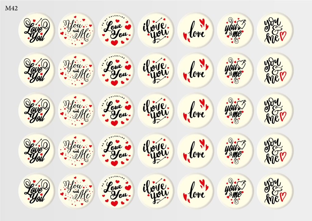 [Pack of Transfer Sheets] Round Valentine Decorations (7 designs) - Model 7