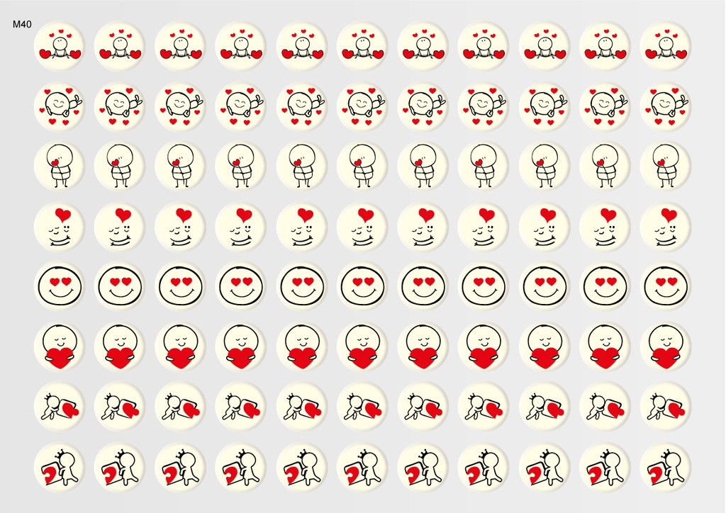[Pack of Transfer Sheets] Round Valentine Decorations (8 designs) - Model 3