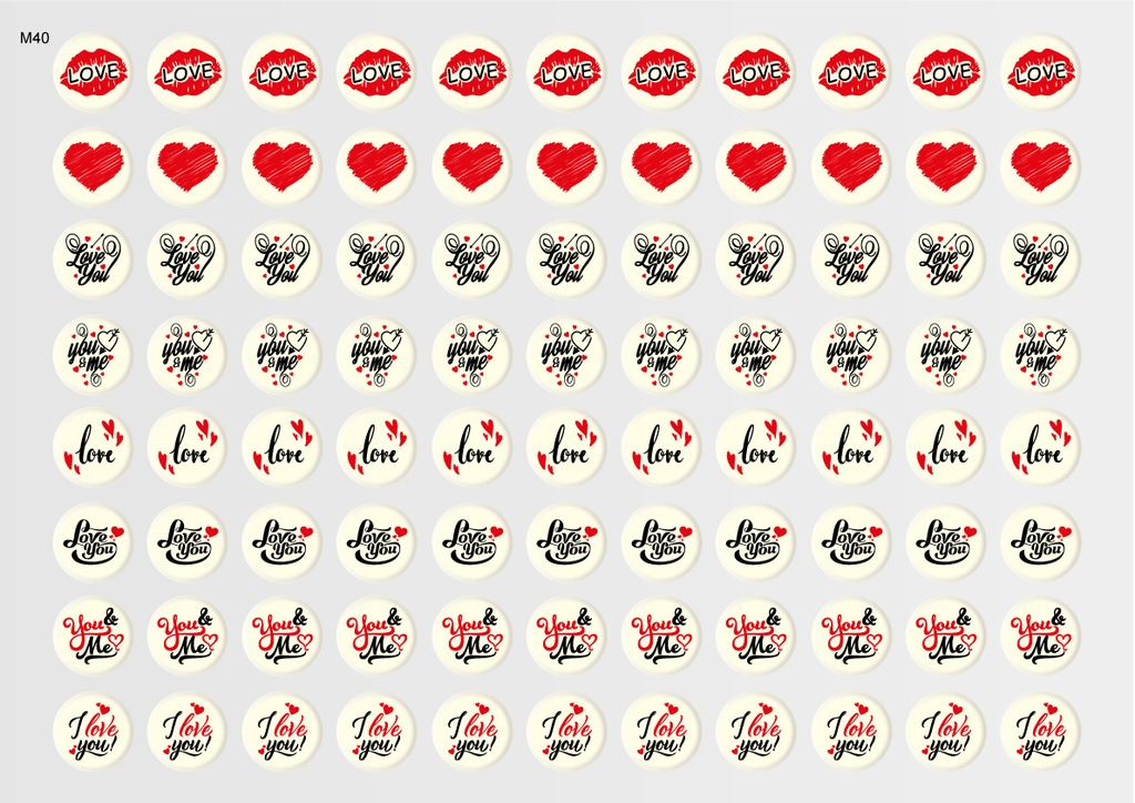 [Pack of Transfer Sheets] Round Valentine Decorations (8 designs) - Model 4