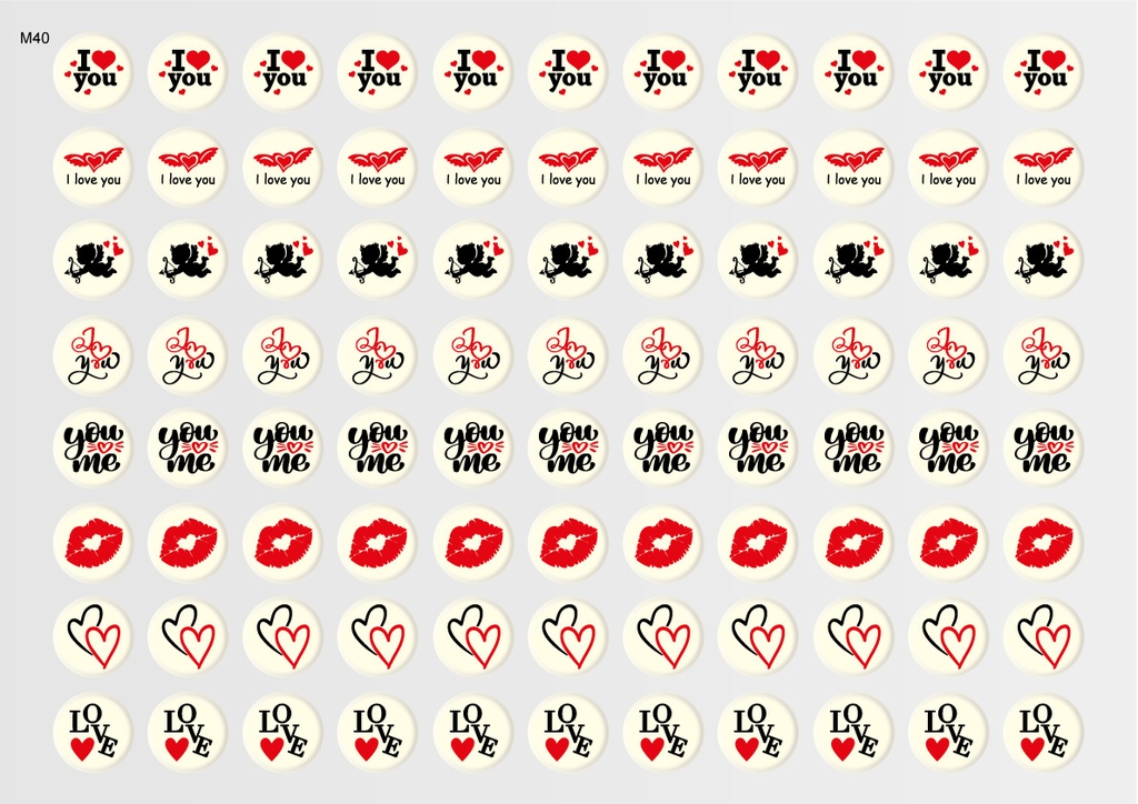 [Pack of Transfer Sheets] Round Valentine Decorations (8 designs) - Model 5