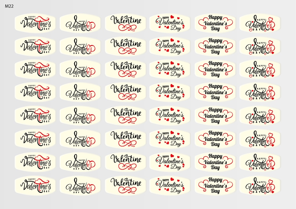 [Pack of Transfer Sheets] Stamp Valentine Decorations (8 designs) - Model 3
