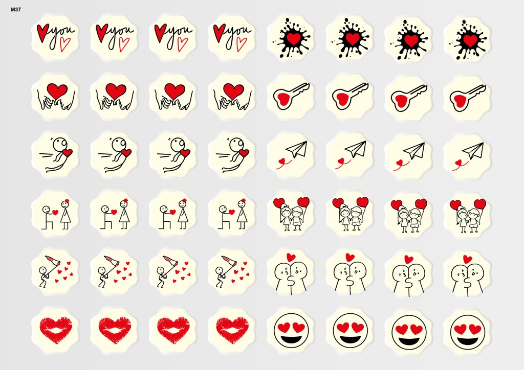 [Pack of Transfer Sheets] Flower Valentine Decorations (8 designs) - Model 1