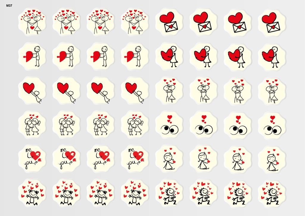 [Pack of Transfer Sheets] Flower Valentine Decorations (8 designs) - Model 3