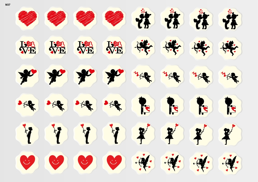 [Pack of Transfer Sheets] Flower Valentine Decorations (8 designs) - Model 4