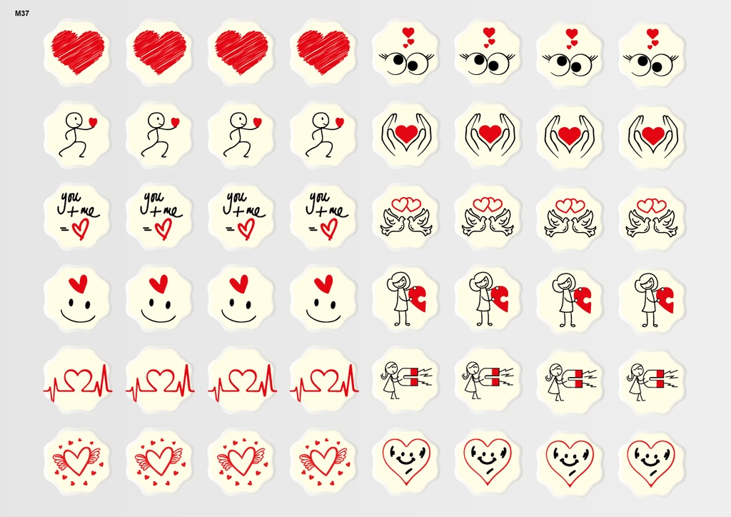 [Pack of Transfer Sheets] Flower Valentine Decorations (8 designs) - Model 5